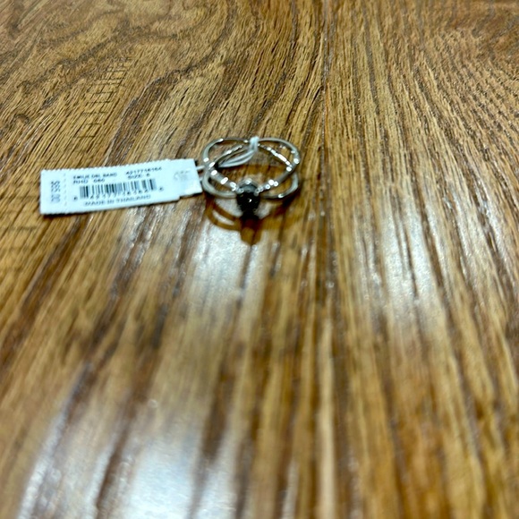 Kendra Scott Emilie Double Band Rhodium Drusy Size 8 - Picture 2 of 3